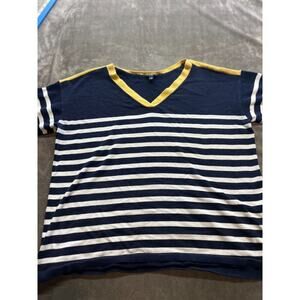 TALBOTS‎ size 1X Womens Pullover Sweater 3/4 Sleeve Blue w/stripes and Very Soft